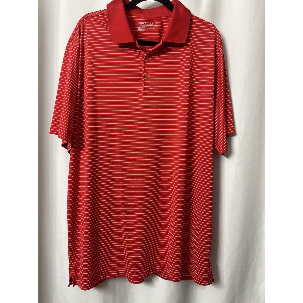 Nike Golf Tour Performance Mens 2XL-XXL Red White Stripes Polo Shirt Dri-Fit H11
